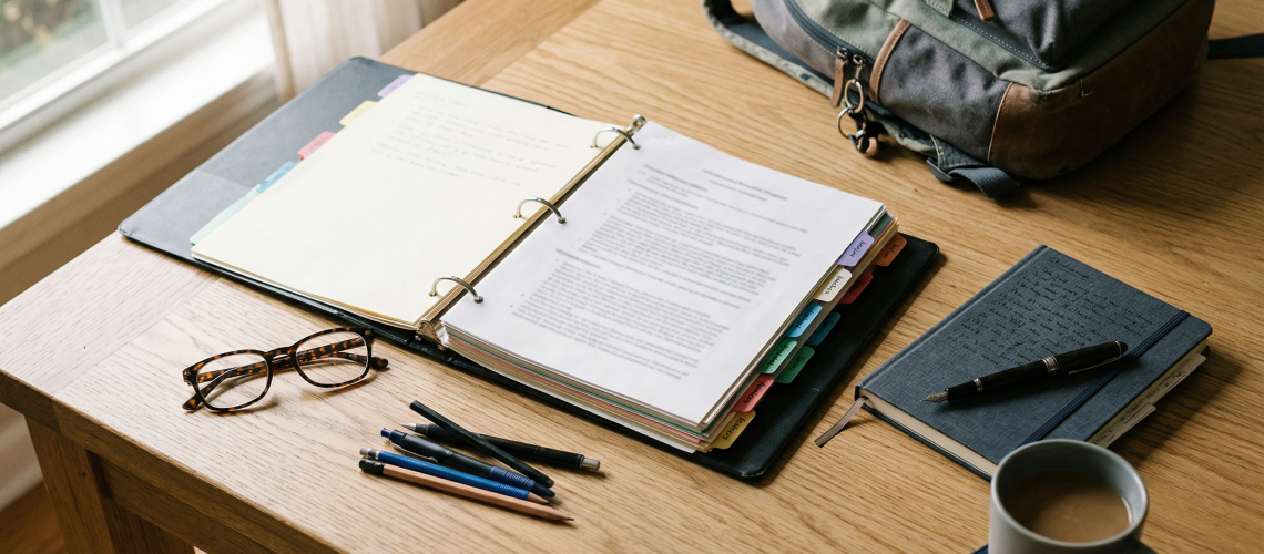 IEP meeting prep materials laid out on a dining table before a school meeting